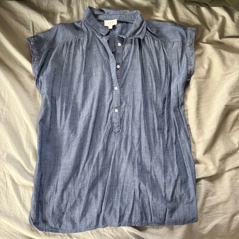 LOFT Blue Casual Button Down Shirt
